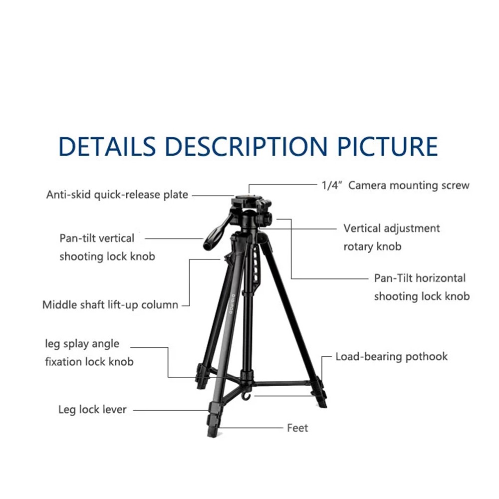 DIGIPOD TR452 53-Inch Extendable Aluminum Alloy Bracket DV Camera Holder Stand Tripod with Gimbal-2