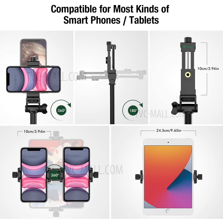 WONEW ZJ23 Tablet Phone Tripod Aluminum Alloy Selfie Stick Tripod with Bluetooth Remote Shutter-2