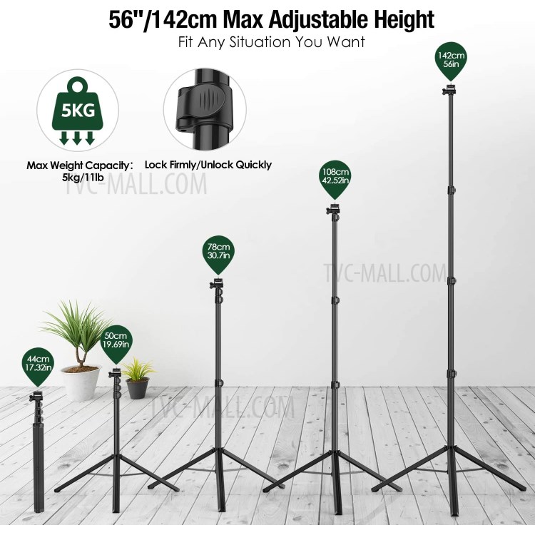 WONEW ZJ23 Tablet Phone Tripod Aluminum Alloy Selfie Stick Tripod with Bluetooth Remote Shutter-3