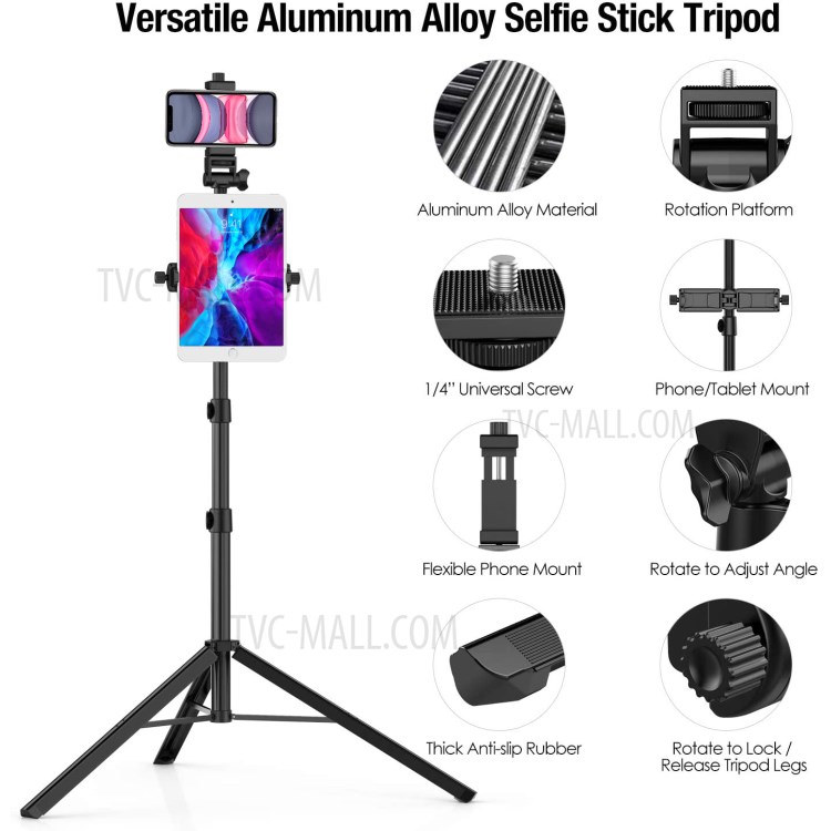 WONEW ZJ23 Tablet Phone Tripod Aluminum Alloy Selfie Stick Tripod with Bluetooth Remote Shutter-5