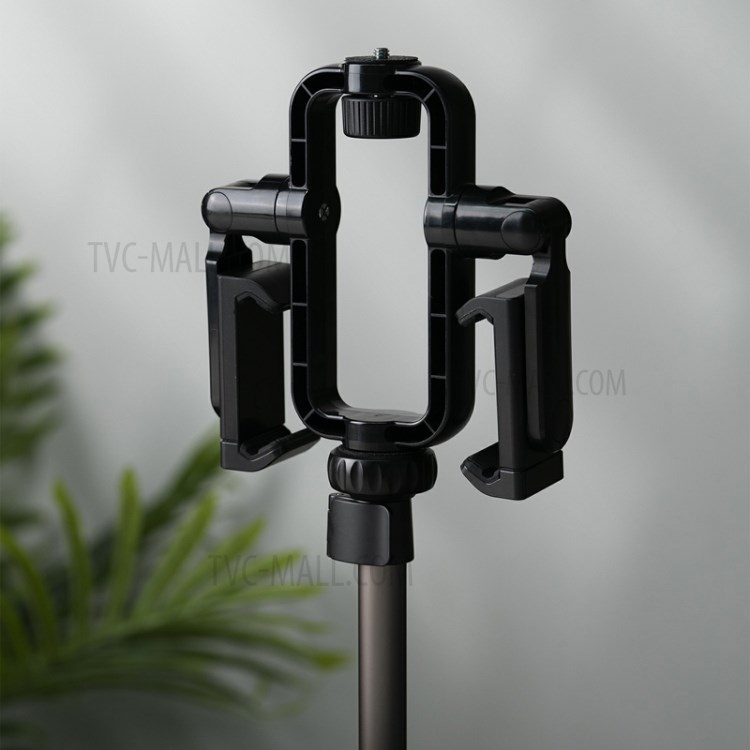MOMAX Adjustable Tripod Stand with 360 Degree Rotatable Dual Phone Holder for Live Broadcast-4