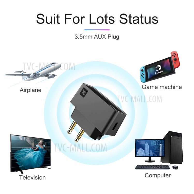 BT5814 Bluetooth 5.0 Wireless Aircraft Transmitter Audio Adapter for Airline Entertainment System-4