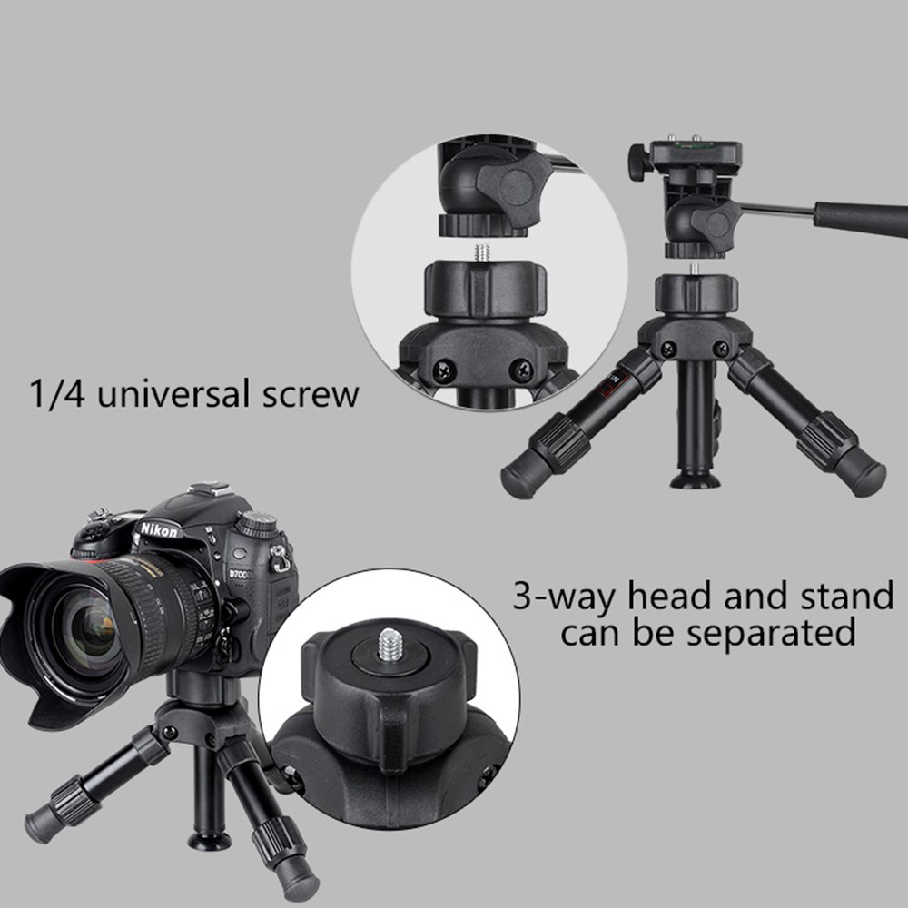 BEXIN MS02 Aluminum Alloy Folding Mini Tripod with 3-Way Ball Head for DSLR Camera-9