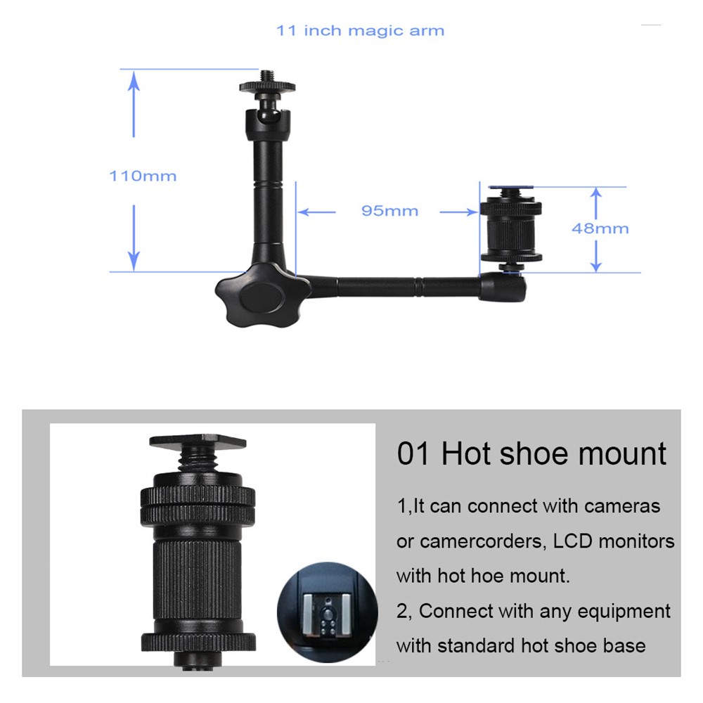 11inch Articulating Magic Arm Super Clamp for DSLR Camera Flash LCD Monitor LED Video Light-2