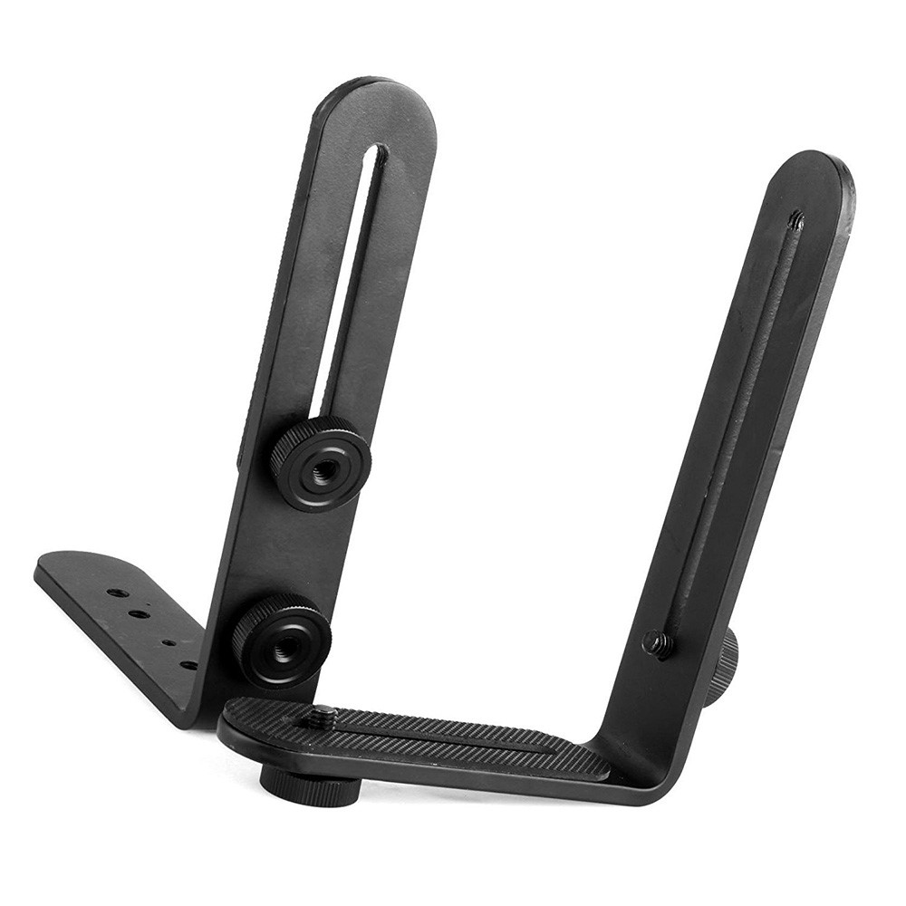 Dual L Shape 1/4" Screw Photography Light Bracket Tripod Camera LED Flash Holder-5