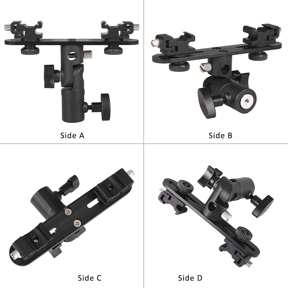 Flash Bracket Umbrella Holder Light Stand Bracket with 2 Hot Shoe Mount for Flash Speedlight Youngnuo-3