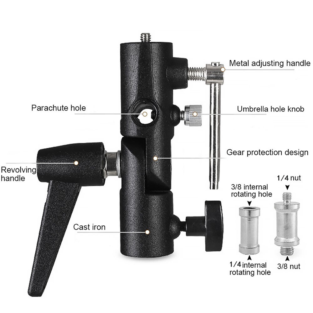H Type Hot Shoe Flash Bracket Umbrella Holder Light Stand for Camera-4