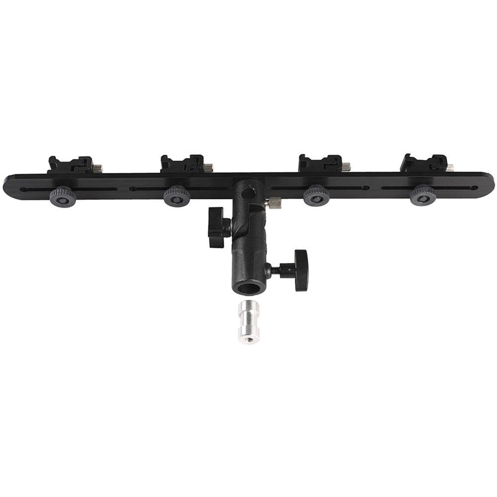 Camera Flash Bracket Umbrella Holder Light Stand with 4 Hot Shoe Mounts for Flash Speedlight-4