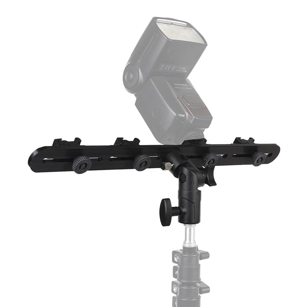 Camera Flash Bracket Umbrella Holder Light Stand with 4 Hot Shoe Mounts for Flash Speedlight-6