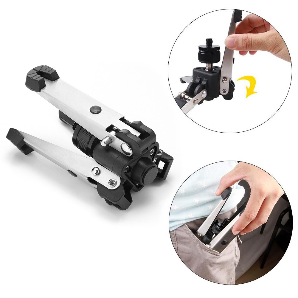 Portable Folding DSLR Camera Mini Tripod Monopod Base Holder Stand with 1/4inch Screw-3