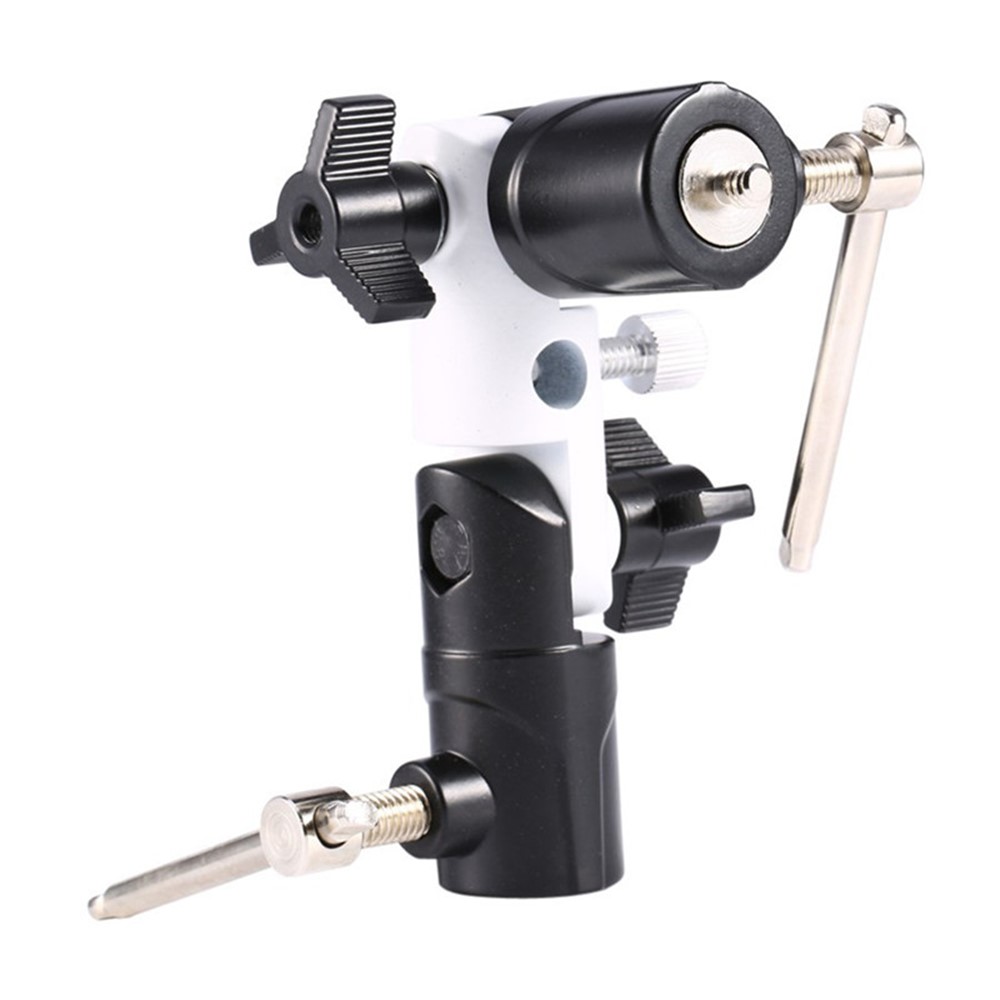 1/4"-3/8" Flash Shoe Swivel Umbrella Holder Light Stand Bracket with Screw Adapters U Type DSLR Camera Accessories-3