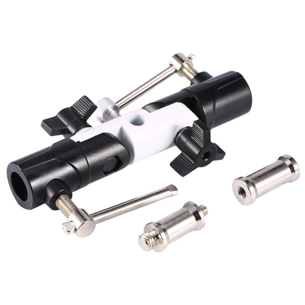 1/4"-3/8" Flash Shoe Swivel Umbrella Holder Light Stand Bracket with Screw Adapters U Type DSLR Camera Accessories-4