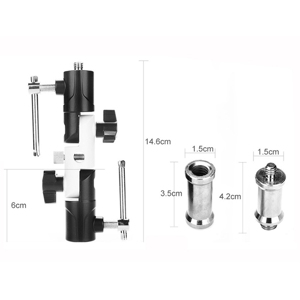1/4"-3/8" Flash Shoe Swivel Umbrella Holder Light Stand Bracket with Screw Adapters U Type DSLR Camera Accessories-7