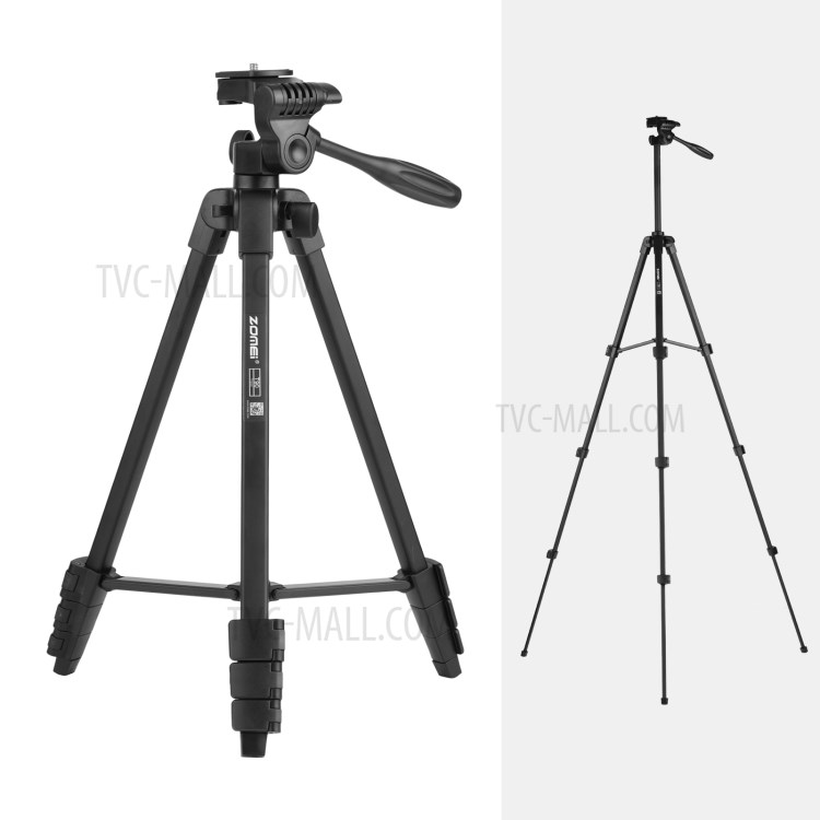 ZOMEI-T90 Aluminum Alloy Phone Camera Tripod Folded Stand with Ball Head Shutter Phone Clamp-1