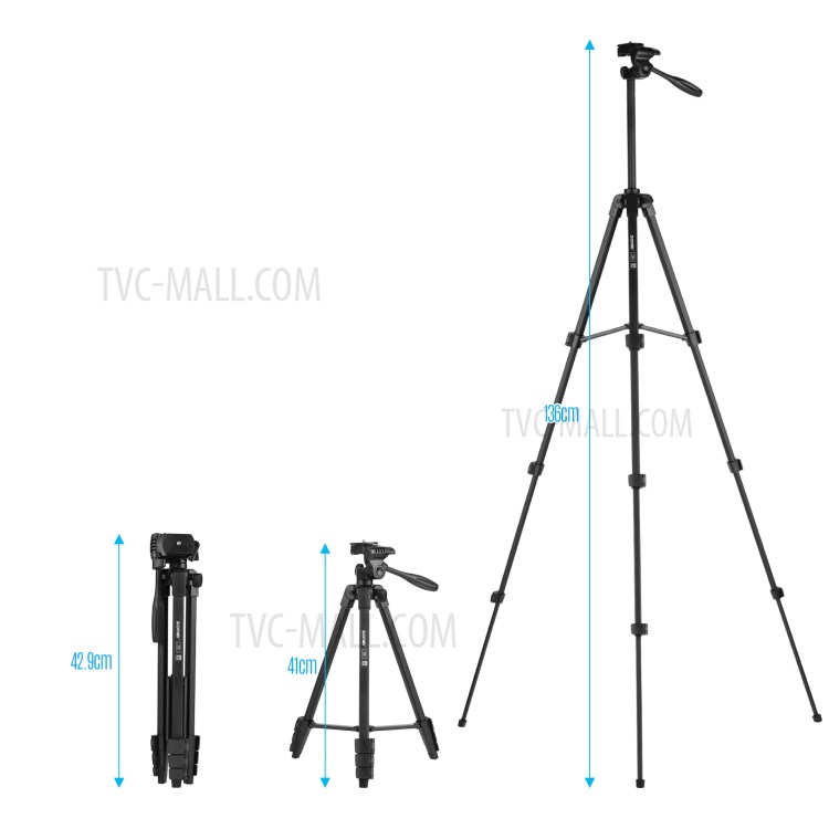 ZOMEI-T90 Aluminum Alloy Phone Camera Tripod Folded Stand with Ball Head Shutter Phone Clamp-4