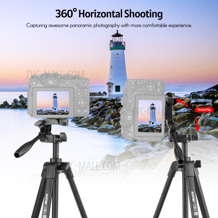ZOMEI-T90 Aluminum Alloy Phone Camera Tripod Folded Stand with Ball Head Shutter Phone Clamp-5