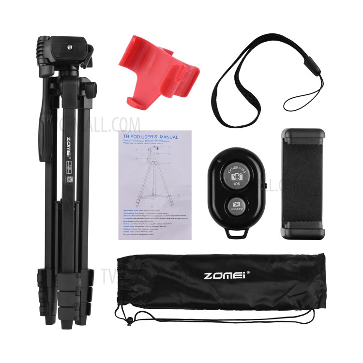 ZOMEI-T90 Aluminum Alloy Phone Camera Tripod Folded Stand with Ball Head Shutter Phone Clamp-8
