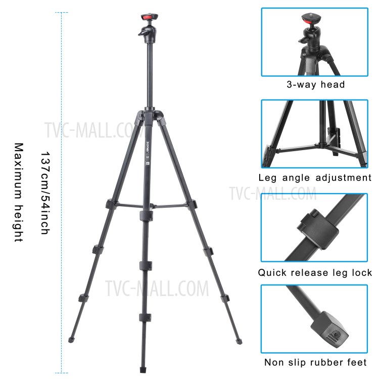 ZOMEI T50 Tripod Aluminum Alloy Selfie Travel Phone Tripod with Ball Head Phone Clamp Clip-4