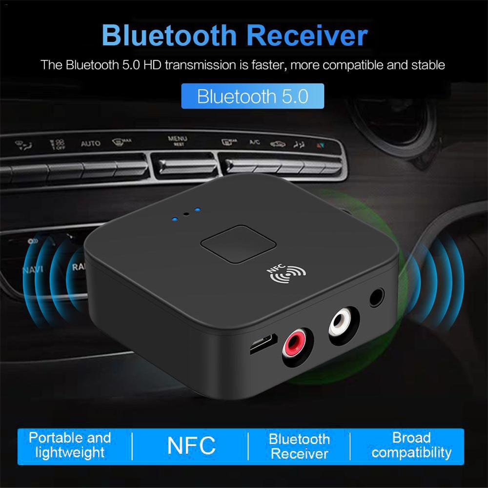 WB11 NFC Receptor de Audio Inalámbrico 3.5 mm AUX 2RCA HIFI Stereo Audio Bluetooth 5.0 Adaptador