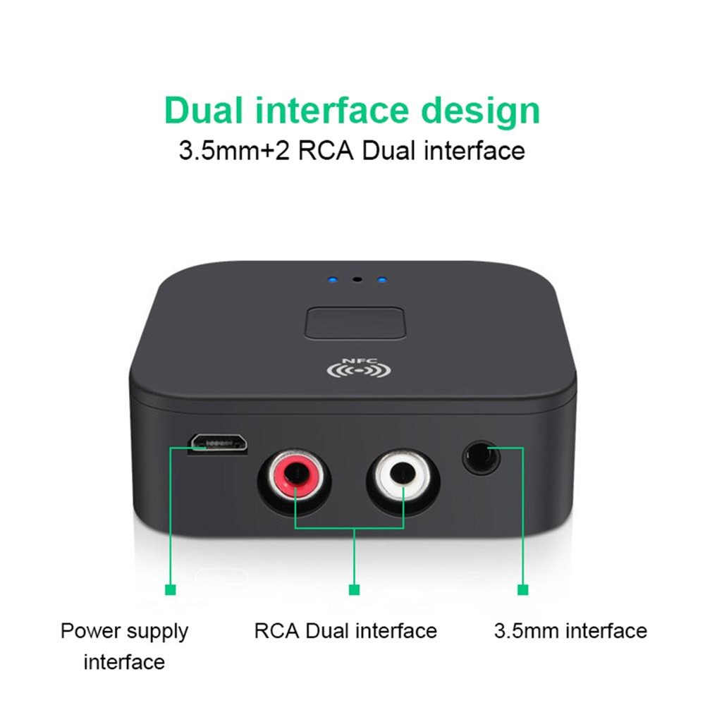 WB11 NFC Receptor de Audio Inalámbrico 3.5 mm AUX 2RCA HIFI Stereo Audio Bluetooth 5.0 Adaptador