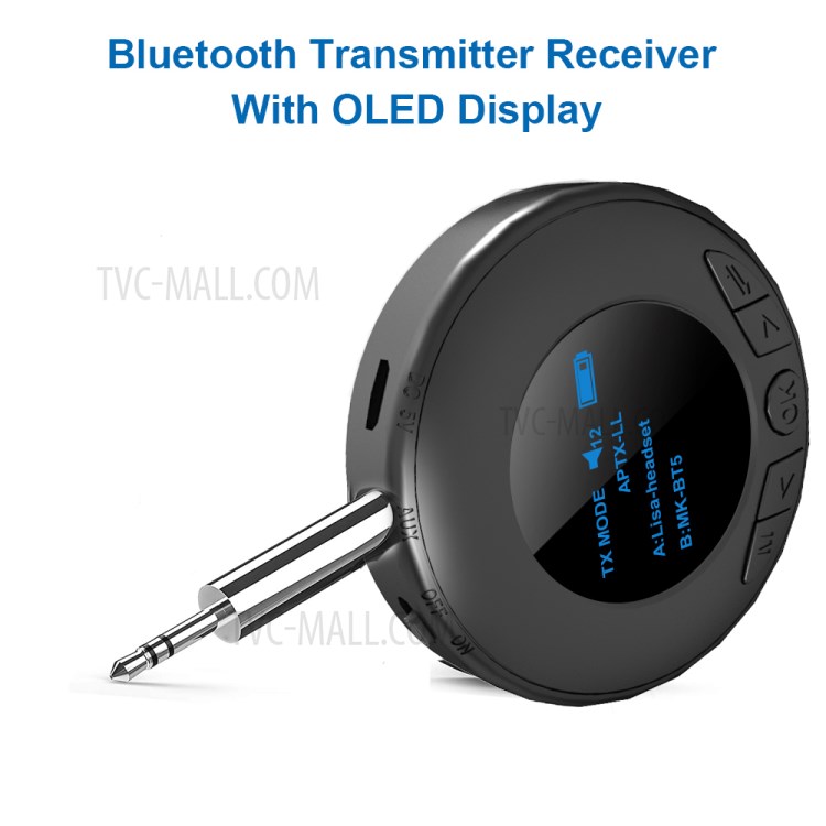 B3 Bluetooth Receiver Transmitter OLED Display Hands-free Call Adapter 2 in 1 AUX Wireless Audio Music Dongle-2