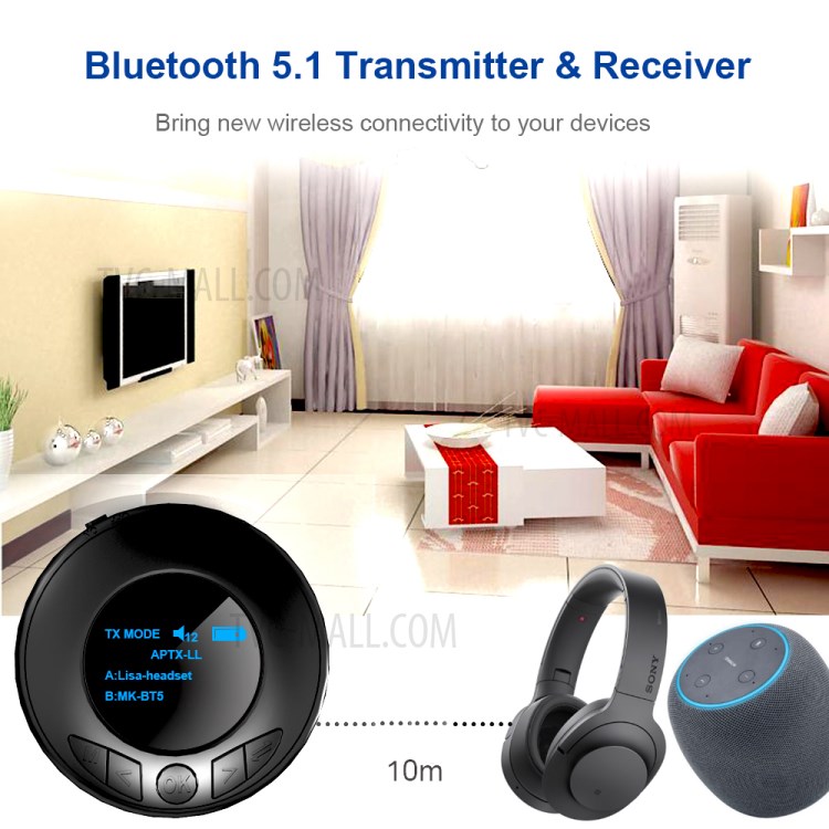 B3 Bluetooth Receiver Transmitter OLED Display Hands-free Call Adapter 2 in 1 AUX Wireless Audio Music Dongle-4