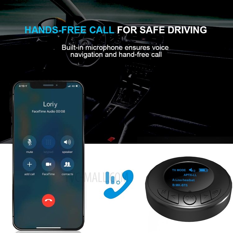B3 Bluetooth Receiver Transmitter OLED Display Hands-free Call Adapter 2 in 1 AUX Wireless Audio Music Dongle-6