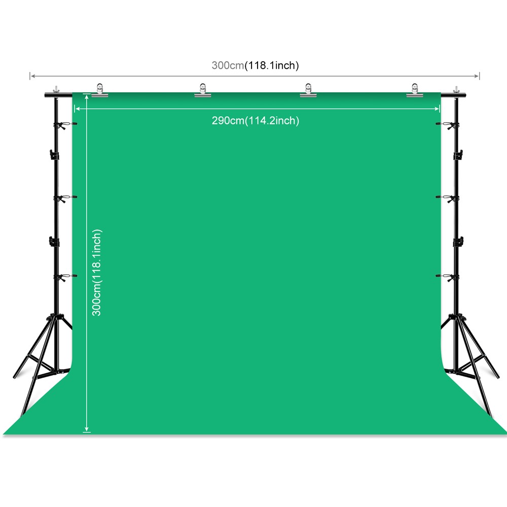 PULUZ PKT5205 Photo Studio 2x3m Photography Background Support Stand Backdrop Crossbar Bracket Kit with Red/Blue/Green Backdrops-5