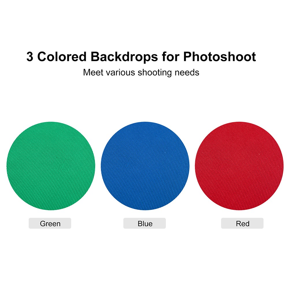 PULUZ PKT5205 Photo Studio 2x3m Photography Background Support Stand Backdrop Crossbar Bracket Kit with Red/Blue/Green Backdrops-9