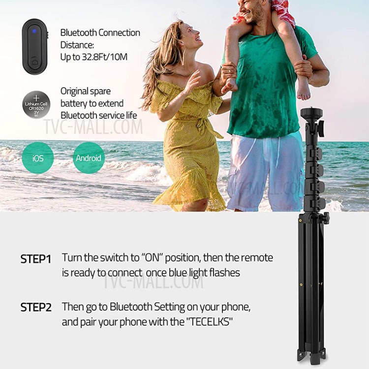 WONEW ZJ28 Bluetooth Remote Selfie Stick Stabilizer Portable Extendable Camera Stand Phone Clip Tripod-6