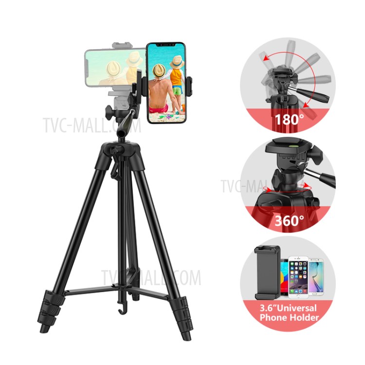 WONEW ZJ33 Adjustable Camera Stand Tripod Aluminum Alloy 4 Section Tripod Bracket Holder Phone Clip-1