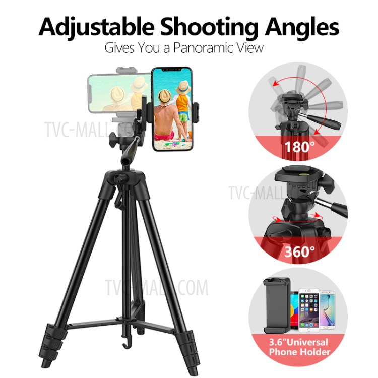 WONEW ZJ33 Adjustable Camera Stand Tripod Aluminum Alloy 4 Section Tripod Bracket Holder Phone Clip-4