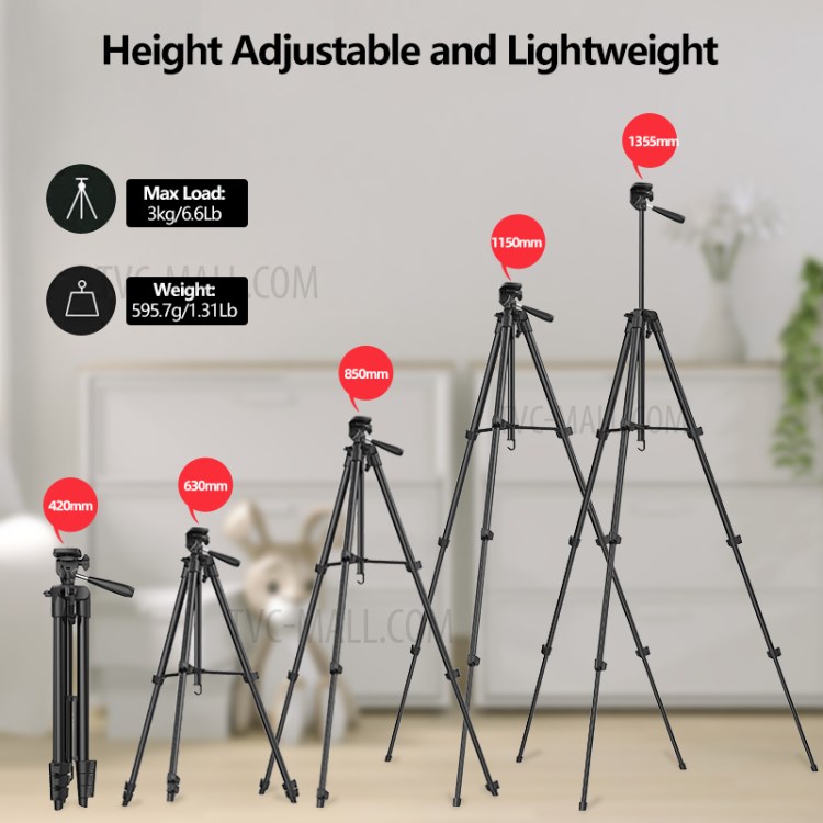 WONEW ZJ33 Adjustable Camera Stand Tripod Aluminum Alloy 4 Section Tripod Bracket Holder Phone Clip-5