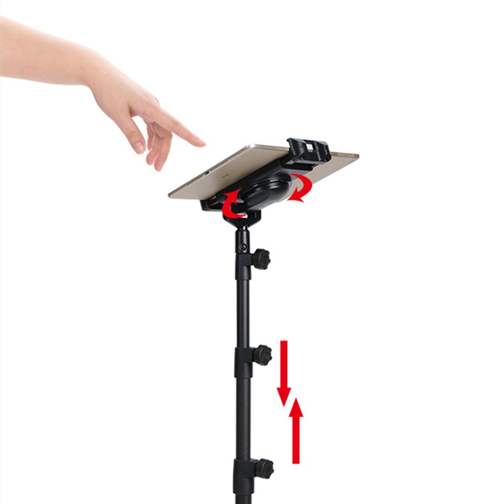 4.7-12.9 inch Mobile Phone Tablet Holder Floor Stand 360 Degrees Rotating Adjustable Height Tripod Bracket-6