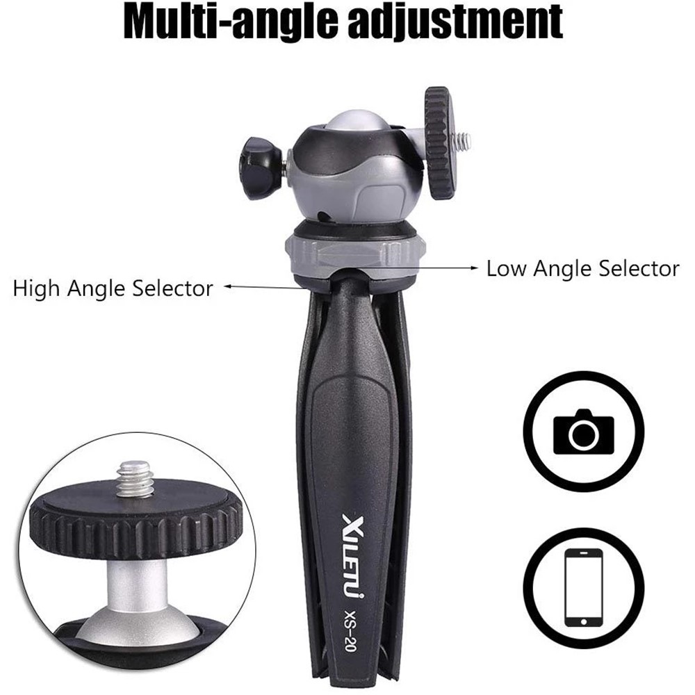 XILETU XS-20 Mini Foldable 360 Degrees Rotation 1/4 inch Screw Connector Tripod Desktop Camera Stand-3