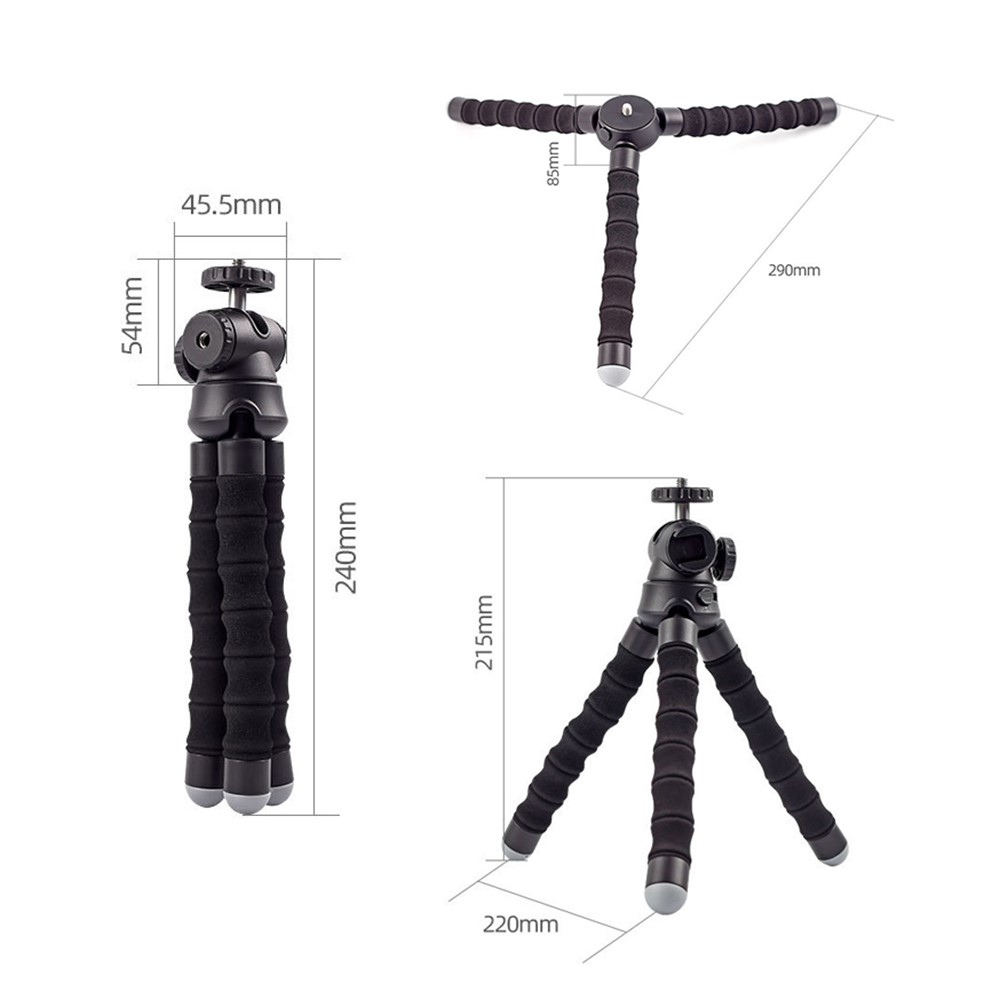 XILETU XSG-1 Portable 1/4 inch Screw Cold Shoe Connector Octopus Tripod Camera Phone Holder Stand-5