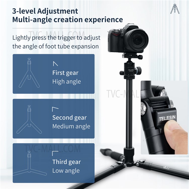 TELESIN TE-TRP-007 360 Degree Ball Head Camera Tripod Stand Portable Monopod for Canon Nikon Sony DSLR Camera-11