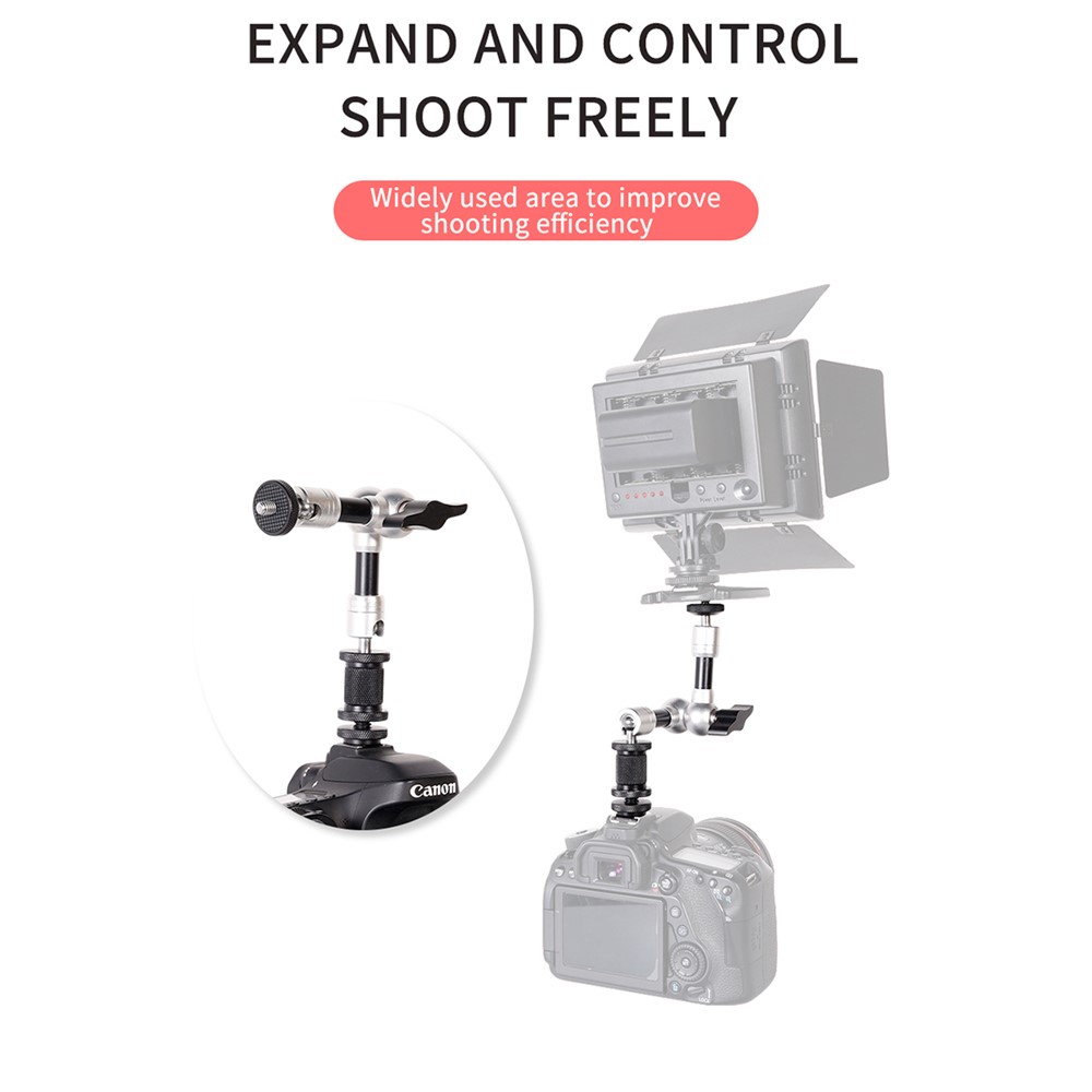 7 inch Rotatable Camera Mount LCD Monitor Foldable Flexible Arm with 1/4" Screw for SLR Camera/Fill Light-2
