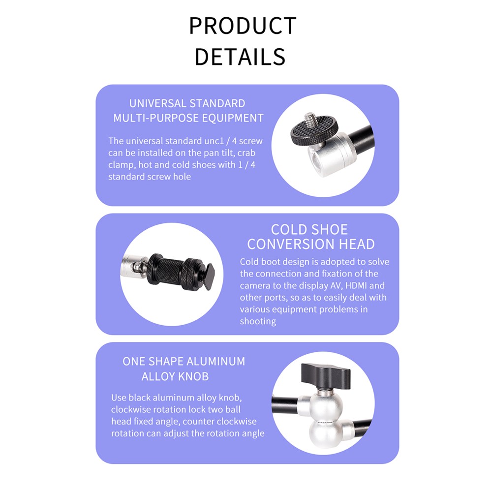7 inch Rotatable Camera Mount LCD Monitor Foldable Flexible Arm with 1/4" Screw for SLR Camera/Fill Light-4