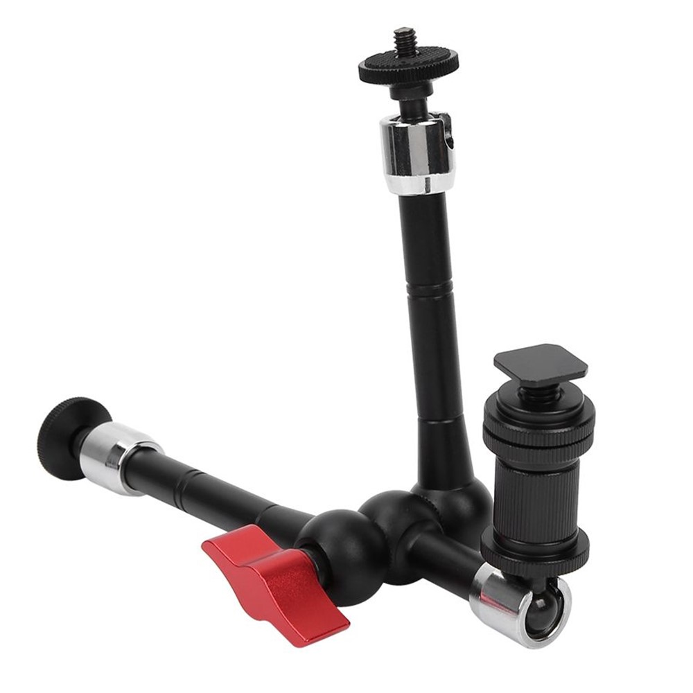11 inch Folding 3-Section Camera Mount SLR Camera Flexible Boom Arm with 1/4" Screw/360-deree Rotatable Ball Head-3