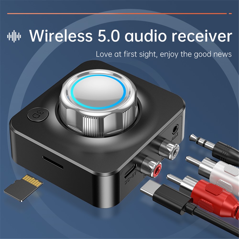 Wholesale C39 Portable Bluetooth 5.0 Wireless Audio Receiver Adapter with Bluish Power Indicator