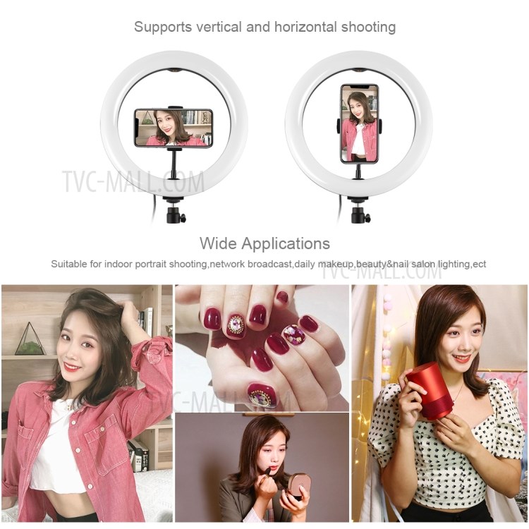 PULUZ 10.2 inch 26cm Ring Light Dimming Photography Video Fill Light with Phone Clip - Black-9