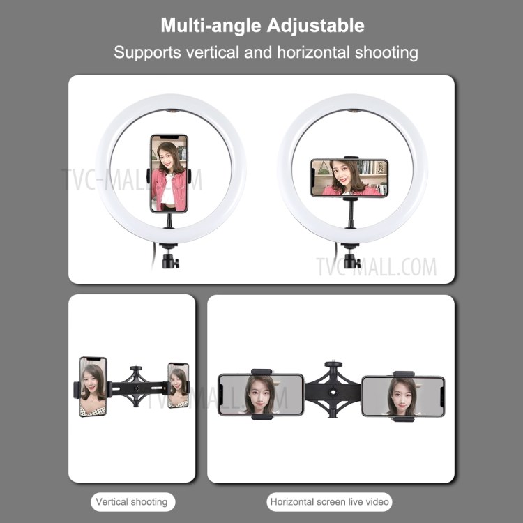 PULUZ Tripod Mount + Dual Phone Bracket + 11.8 inch 30cm RGB Selfie Ring Light Kits-11