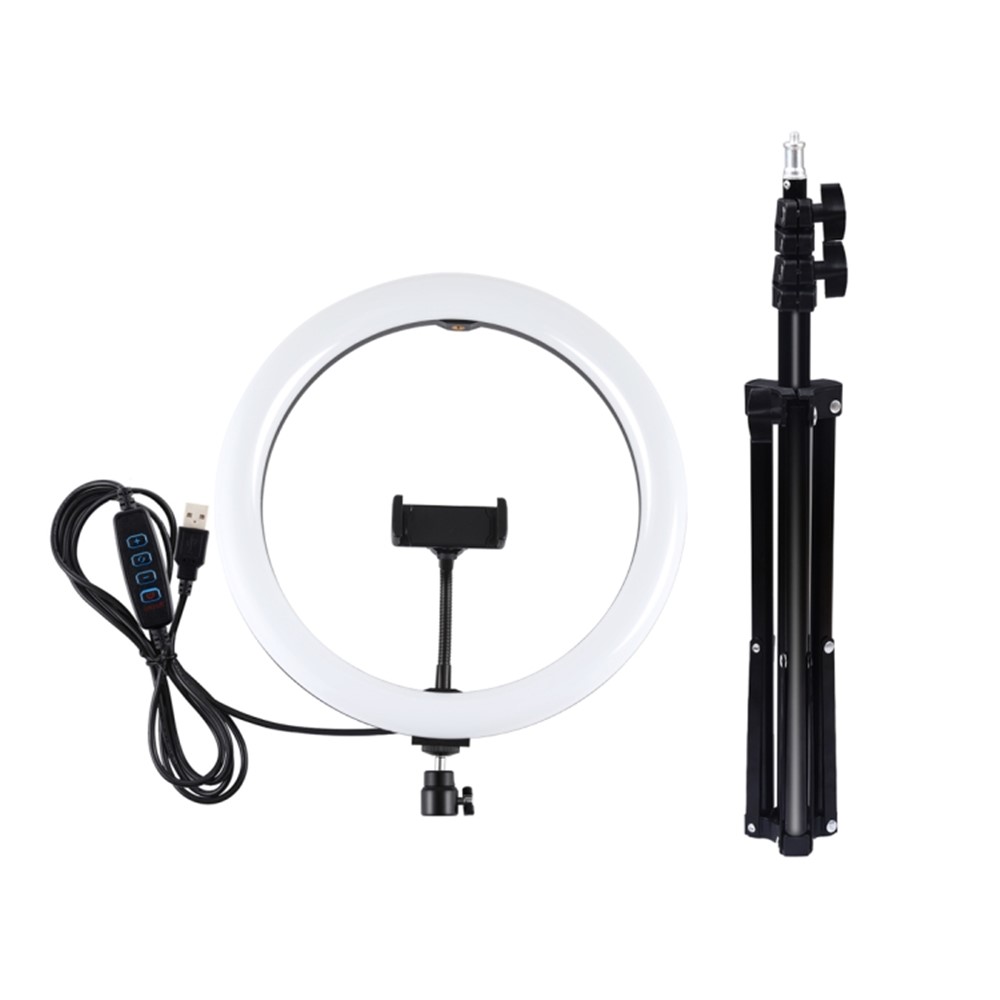 PULUZ 11.8 inch 30cm USB 3 Modes Dimmable LED Ring Vlogging Video Light Live Broadcast Kits with Tripod Stand and Phone Clamp-10