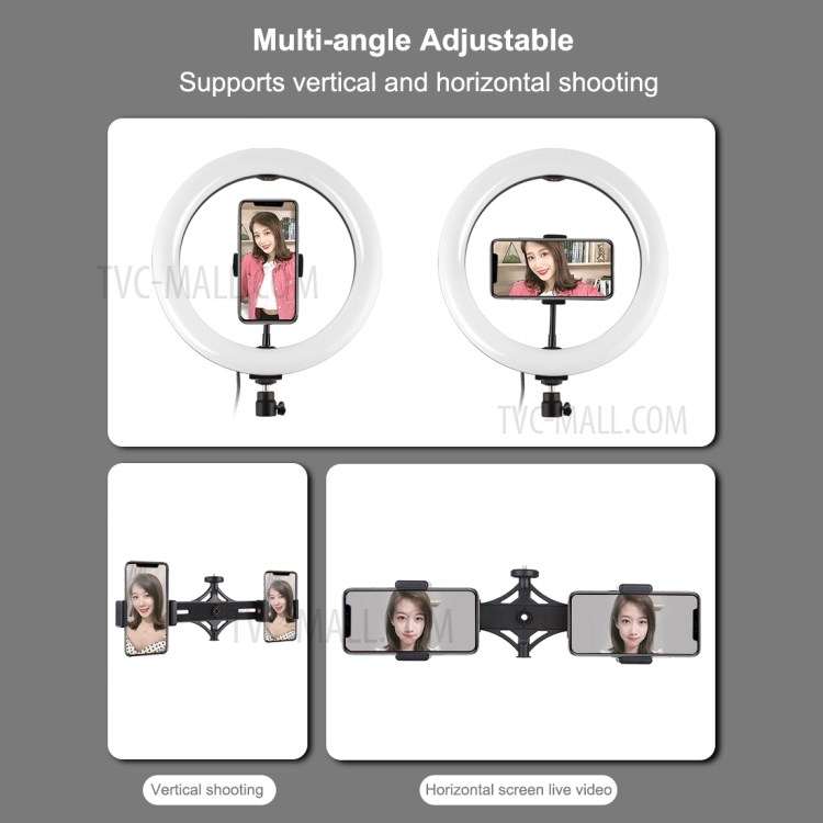 PULUZ 10.2 inch RGBW Selfie Ring Light with 1.65m Adjustable Tripod Stand and Cold Shoe Tripod Ball Head & Phone Clamp & Remote Control-11