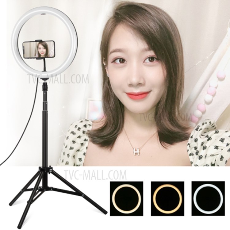 PULUZ 1.65m Tripod Mount + 11.8 inch 30cm USB 3 Modes Dimmable Dual Color Temperature LED Ring Vlogging Video Light Live Broadcast Kits with Phone Clamp-1