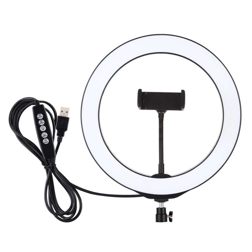PULUZ 10.2 inch 26cm USB 10 Modes 8 Colors RGBW Dimmable LED Ring Vlogging Video Lights with Cold Shoe Tripod Ball Head & Phone Clamp-2
