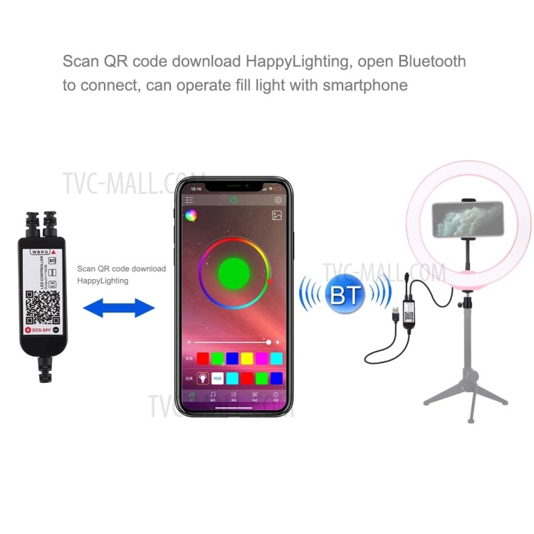 PULUZ 10.2 Pulgadas 26cm Anillo De LED Regulable Vídeo Vlogging Juegos De Luces Con Clip De Teléfono Y Control Remoto-5