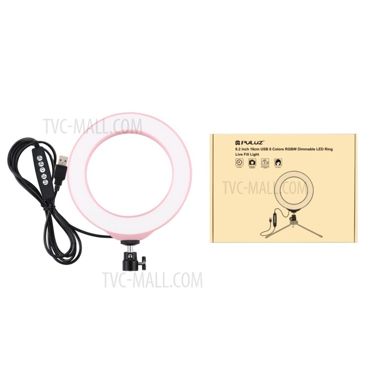 PULUZ 6,2 Pouces 16cm Dimmable Remplissage Photographie Lumière LED RGBW Circulaire Lumière PU432F-7