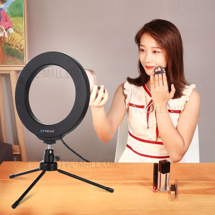 PULUZ 6.2 inch 16cm USB RGBW Dimmable LED Ring Vlogging Photography Video Lights with Cold Shoe Tripod Ball Head & Remote Control-12